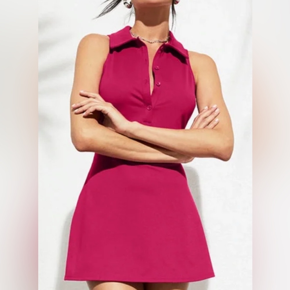 Alo Yoga Charmed Tennis Dress Magenta Crush XXS
